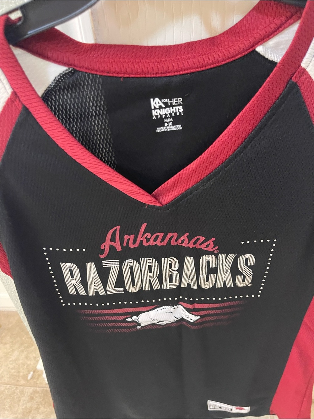 Knights Apparel Arkansas Razorbacks Black and Red Women's Top new